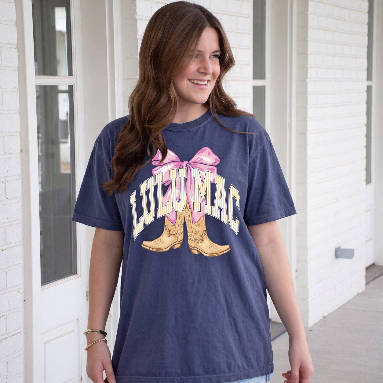 LuLu Mac Stripes Boots Comfort Colors Tee