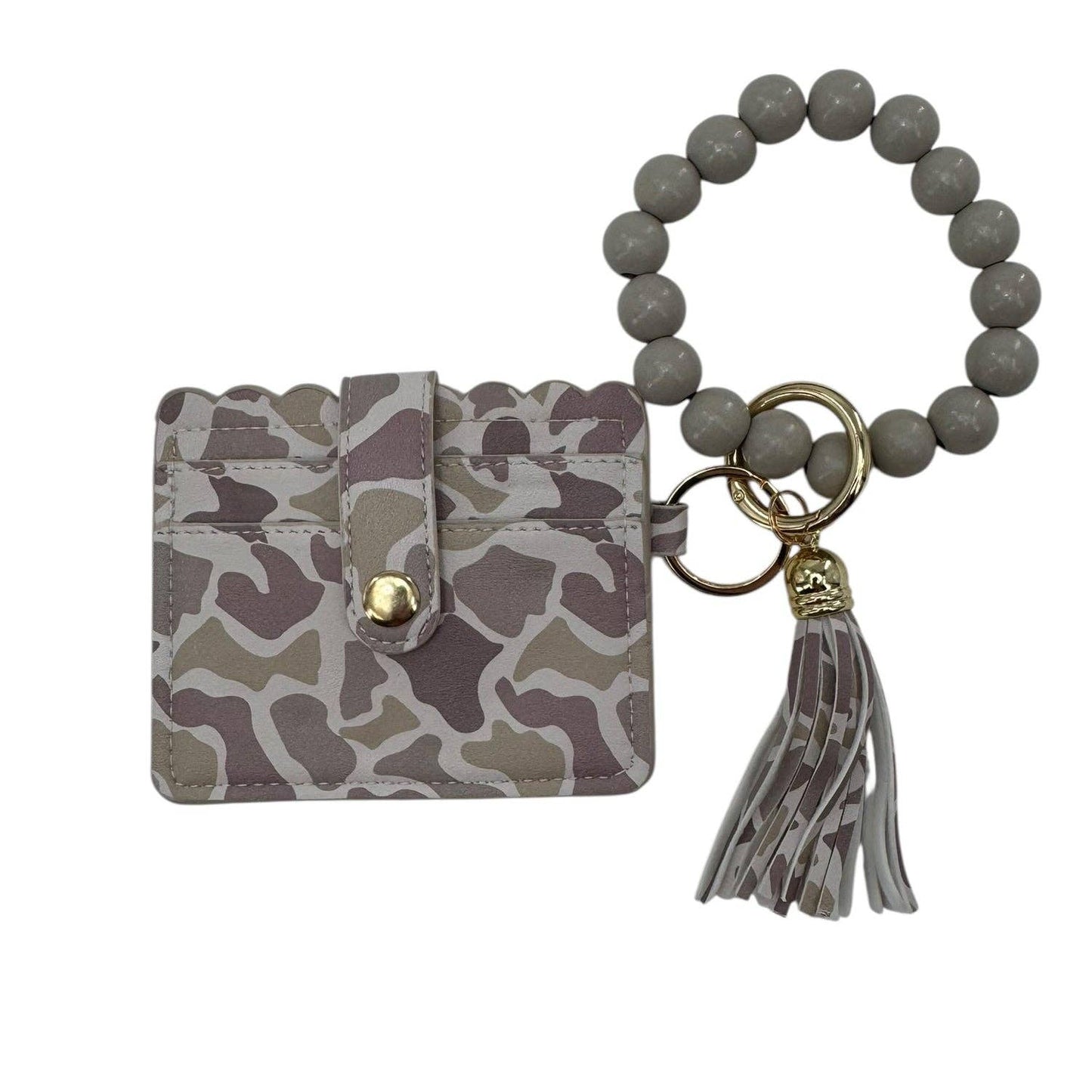 Lulu Mac Beaded Camo Wristlet ID Wallet