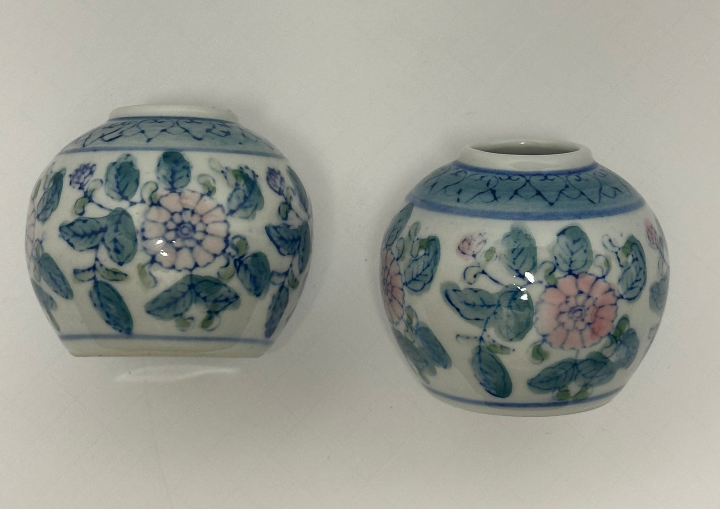 Vintage Hand-Painted Floral Mini Vases (Pair)