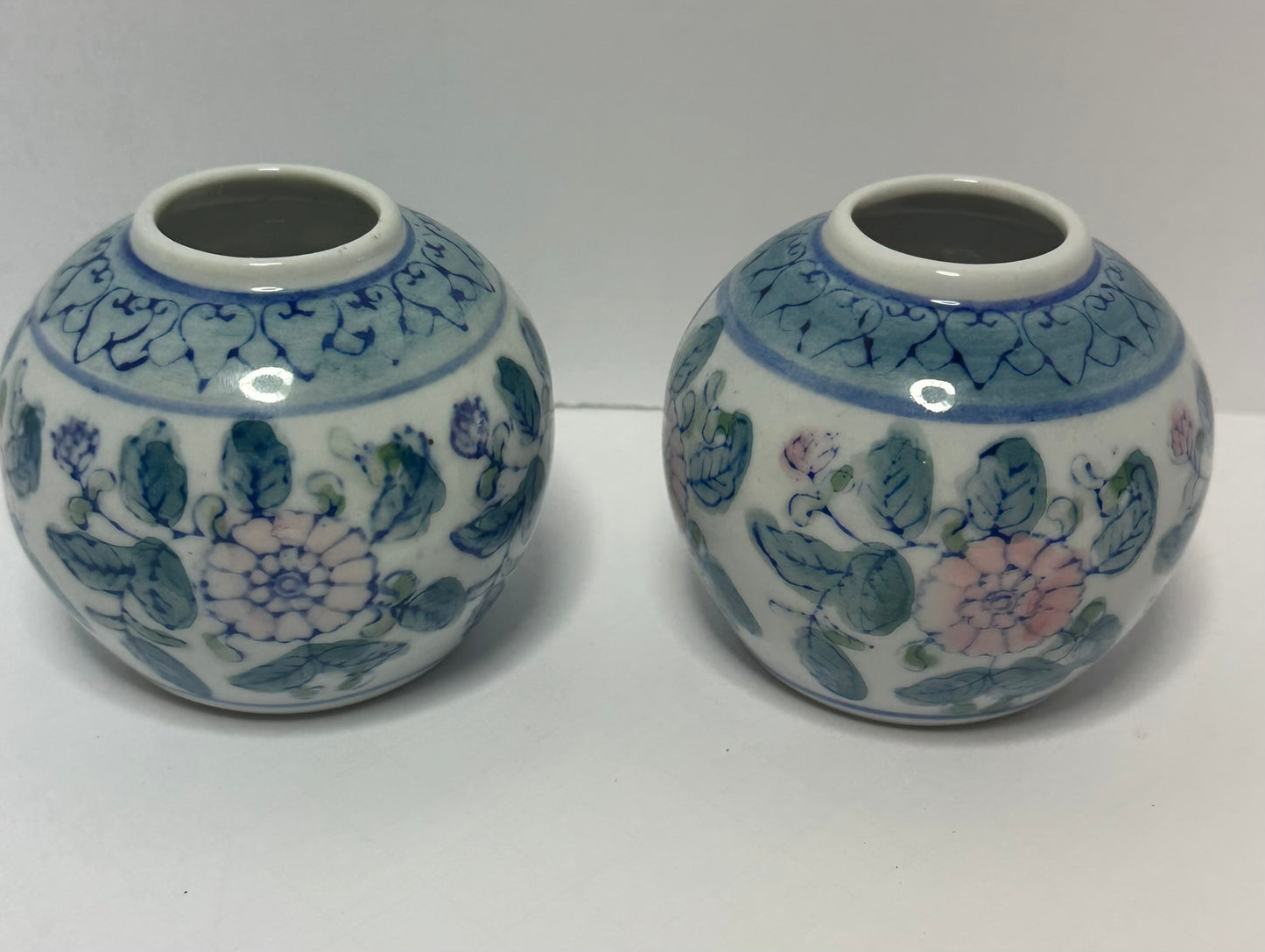 Vintage Hand-Painted Floral Mini Vases (Pair)