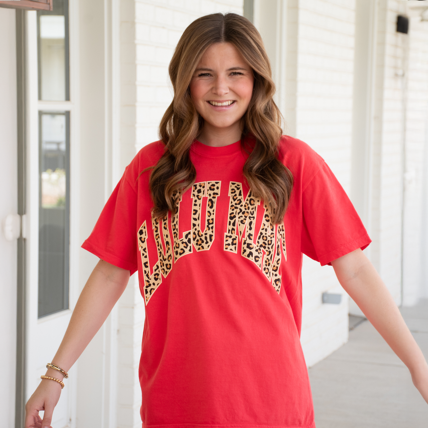Lulu Mac Leopard Adult Paprika Comfort Colors Tee