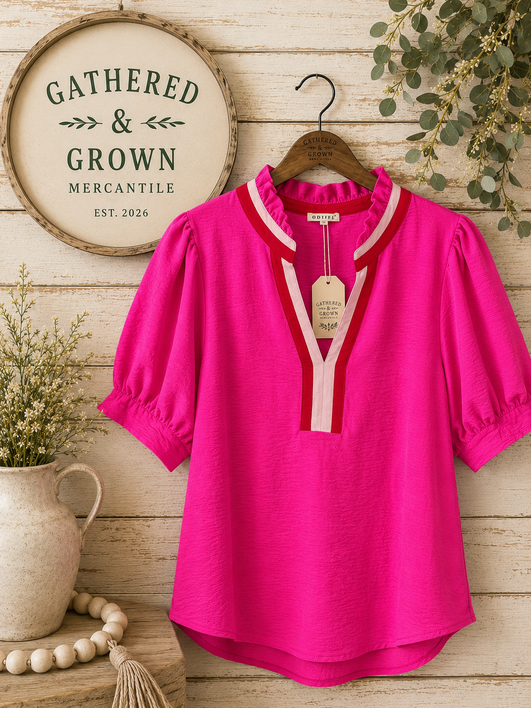 Pink Contrast Trim Top