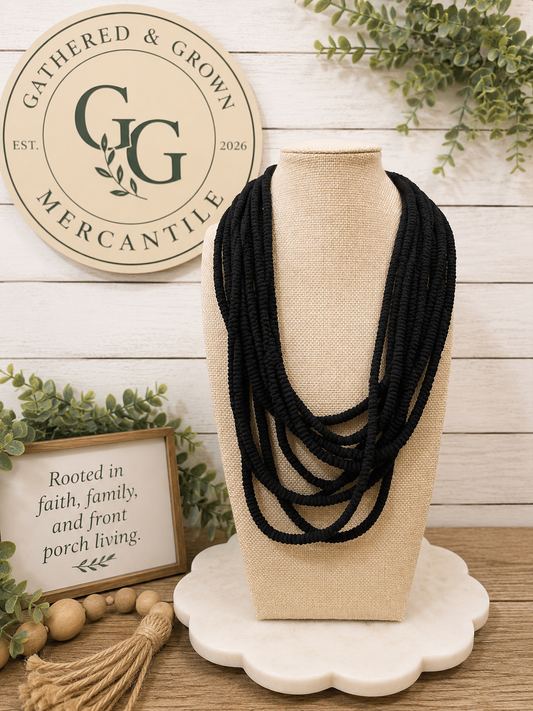 Black Multi-Strand Rope Necklace